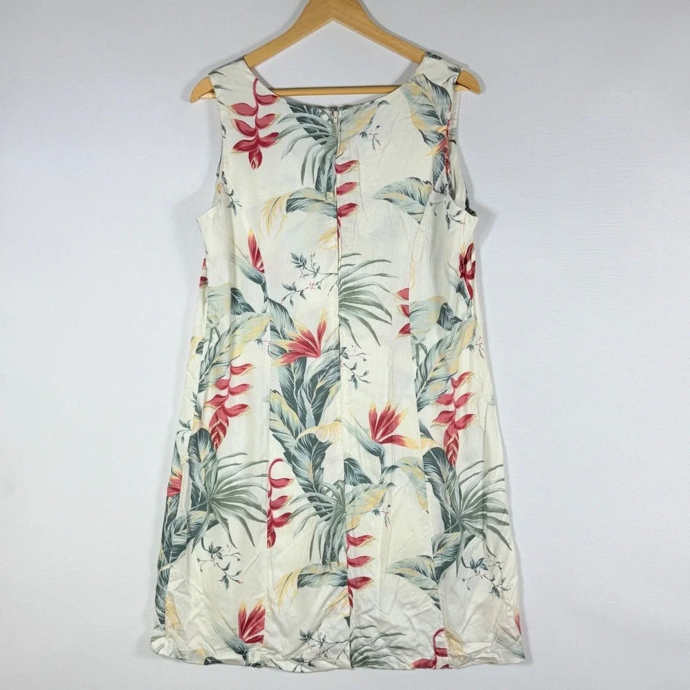 Kona Malia Womens XL 12 Dress‎ Tropical Floral Hawaiian Cream Resort Chic Cruise